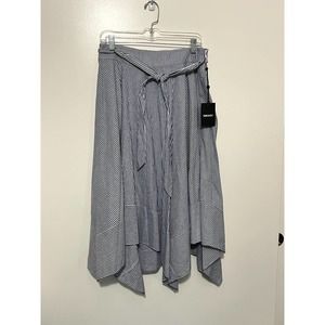 DKNY Hanker chief Style Blue and White Stripe Mid Length Skirt Size 6 NWT